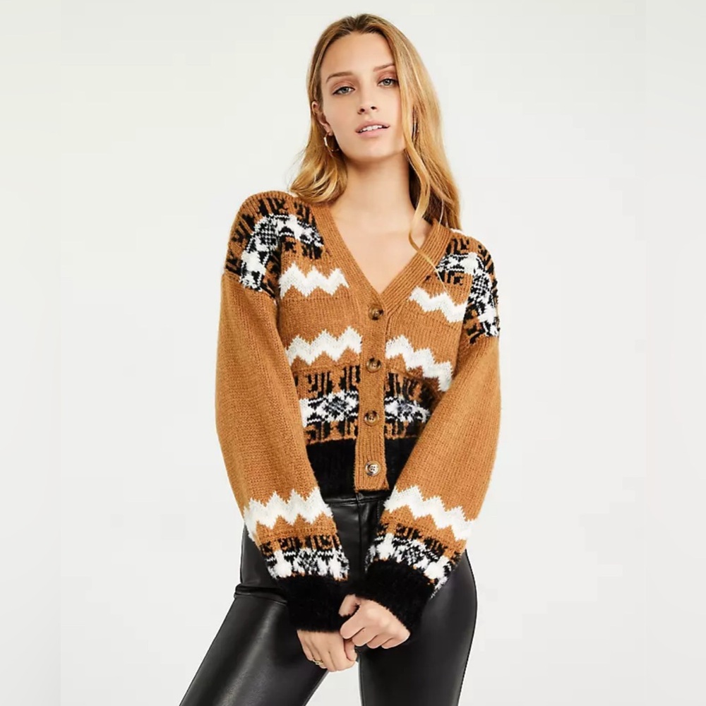 Ann Taylor Fair Isle Boyfriend Cardigan